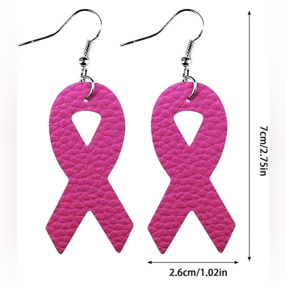 Pink Awareness Ribbon Earrings NIP - Picture 2 of 6